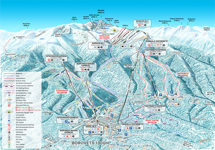 Карта спусків гірськолижного курорту Боровець
